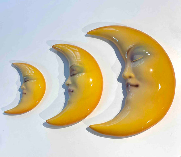 Lune jaune à suspendre en céramique - plusieurs tailles disponibles ! - figurine décorative pour la maison