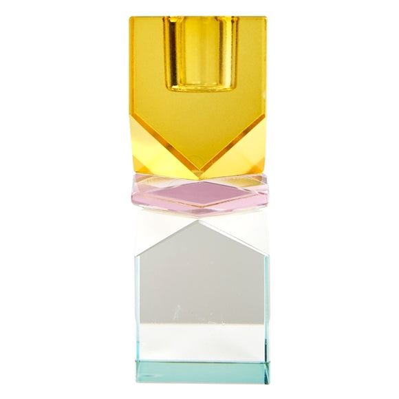 Krystal lysestage i gul/pink/lys mint fra EJA