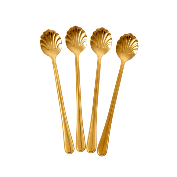Guld latteske i rustfrit stål - sæt med 4 stk. fra Rice - unik boligindretning
