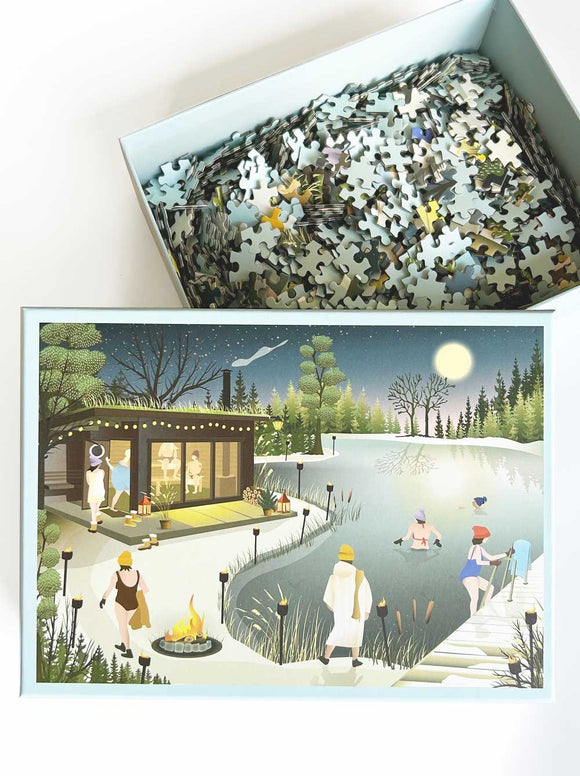 Sauna by the lake puslespil med 1.000 brikker fra ViSSEVASSE