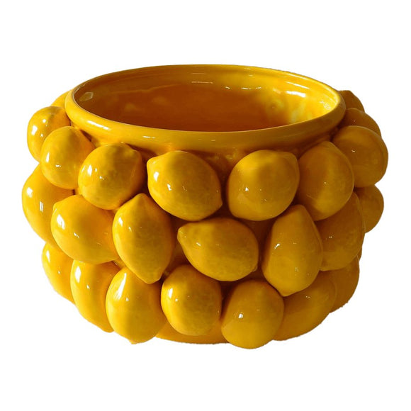 Cache-pot jaune avec des citrons