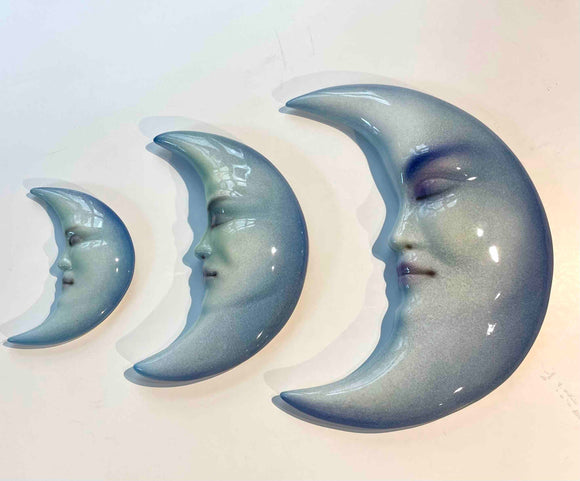 Suspension murale « Lune bleue » en céramique - plusieurs tailles disponibles ! - figurine décorative pour la maison